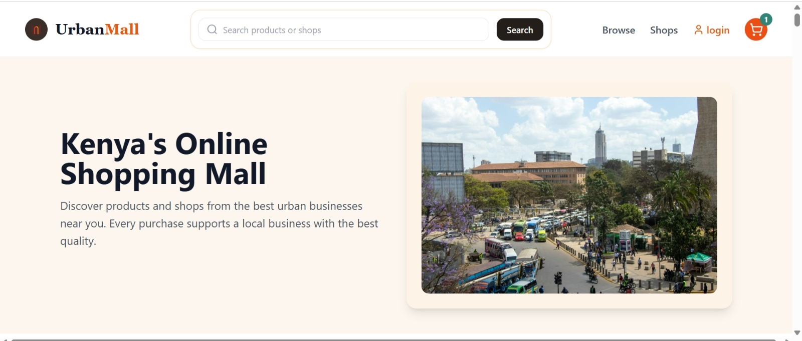Screenshot of the UrbanMall website